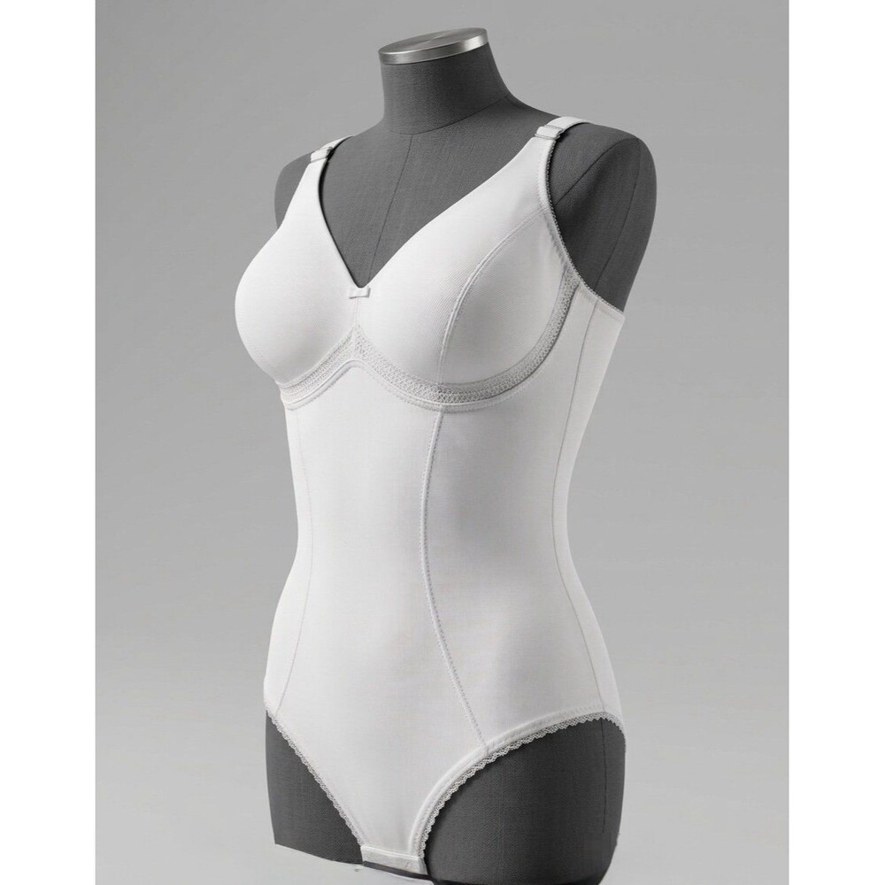 Vintage Sears White Shapewear Bodysuit Underwire 36B Shaper